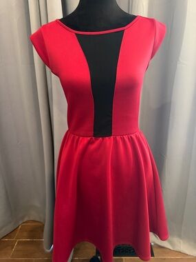 Charlotte Russe Neoprene Red Dress with Black Center Panel